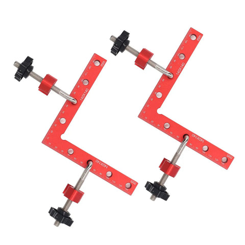 Nail The Square Every Time Heavy Duty 90 Degree Woodworking Corner Clamp 140X140mm Alignment Tool with red anodized aluminum body.