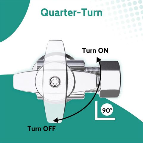 Quarter-turn 10 Pack Angle Stop Valve Half Inch Push To Three Eighth Inch Threaded Compression Water Shut Off Valve diagram
