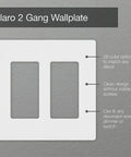 Black 2-Gang Decorator Light Switch Cover Plate, Screwless Snap-On Wall Plate For Decorator Switches, Gloss Finish CW-2-BL
