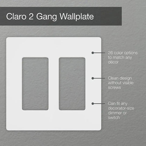Black 2-Gang Decorator Light Switch Cover Plate, Screwless Snap-On Wall Plate For Decorator Switches, Gloss Finish CW-2-BL
