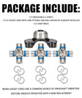 Greaseable Beefy Heavy Duty Double Cardan Joint Kit 1310 Series with U-joints and CV Socket Yoke for Jeep