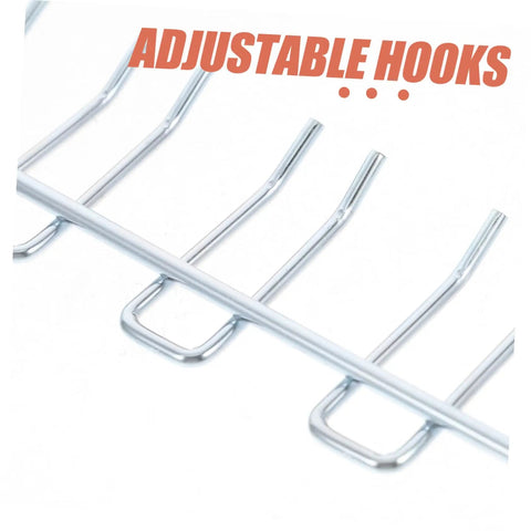 Close-up of Two Pack Adjustable Iron Storage Hooks Heavy Duty Pegboard Tool Hangers for flexible mounting