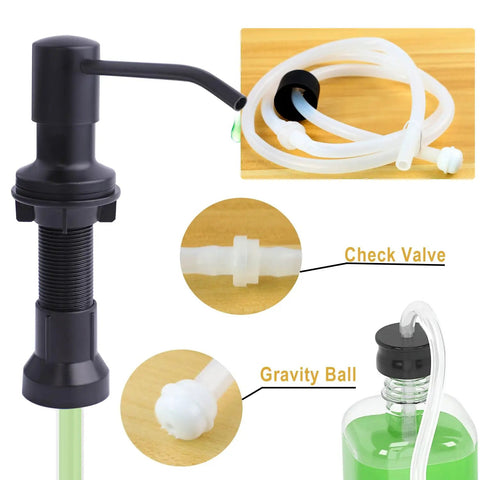 Matte Black Kitchen Sink Soap Dispenser With 47 Inch Extension Tube Kit And 17 Oz Soap Bottle Hands Free Pump Replacement