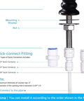 Oil Rubbed Bronze Water Drinking Faucet For Filtration Systems installation diagram with quick-connect fittings shown.