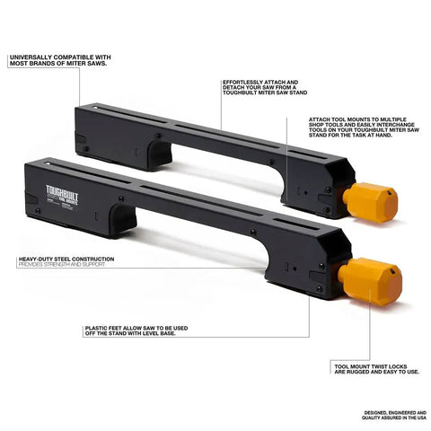 Universal Tool Mount System For Garage, Shop, Or Jobsite With Heavy-Duty Wall And Surface Mounting with reinforced polymer construction, showing quick-release design for easy tool organization.