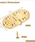 Space Saving Brass 90 Degree Folding Hinge Set For Tables And Cabinets, single hinge with screws, dimensions 2.6x1.5 inches
