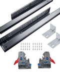 Undermount Soft Close 21 Inch Drawer Slides, Full Extension, Bottom Mount, Locking, 6 Pairs, Heavy Duty 100 Lb Capacity, Frameless Cabinet Hardware For Kitchen, Dresser And Tool Box Drawers, Quiet Smooth Operation black zinc-plated steel slides with brackets and screws