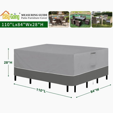 Rectangle Patio Furniture Cover For Outdoor Tables And Chairs 110 By 84 Inches Heavy Duty All Weather Waterproof And UV Resistant