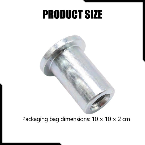 Built Tough M8 X 25mm Top Hat Threaded Insert Sleeve Nut for welding, showing detailed design and size dimensions.