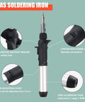 Butane Soldering Iron Kit With Self Ignition, Adjustable Flame Up To 2372 F labeled features of cordless soldering torch