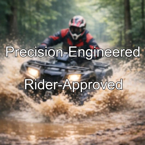 ATV navigating muddy terrain, showcasing Honda A Arm Bushing Kit Fits Upper Or Lower For A Beefy Go To ATV Upgrade Covering models.