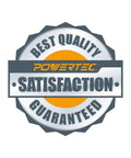 Best quality guaranteed badge with "Powertec Satisfaction" text in gray and orange