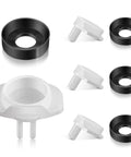 Heavy Duty 4 Pack Cup Seal And Diverter Gate For Moen 3800 Tub Spout Replacement Parts, featuring black and white polymer components.