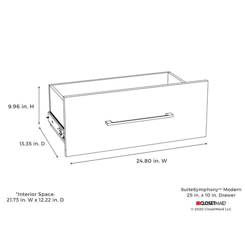 Diagram of Add On Closet Drawer For SuiteSymphony 25 Inch Wide Towers Deep 10 Inch Drawer Storage For Clothes And Small Items