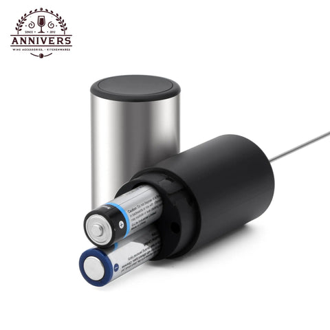 Handheld Electric Milk Frother And Drink Mixer Creates Rich Creamy Foam In Seconds With Stainless Steel Whisk, showing battery compartment.