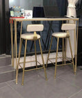 Set of two modern bar stools with Rock Solid X Frame Steel Pipe Table Legs for Coffee Tables and Bars.