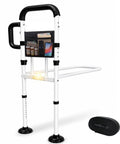 Elderly Bed Rail With Non Slip Handle And Motion Activated Night Light For Seniors Upgrade 2026 Adjustable Bed Assist Rail ASTM Approved Includes Built In Mesh Pouch For Glasses Remotes Phones Meds Storage Bag showing mesh pouch and night light
