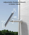 6W Solar Panel for Battery Cameras Waterproof Outdoor Power Supply with adjustable 360° wall mount and 4-meter cable