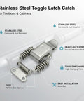 Heavy Duty 304 Stainless Steel Toggle Latch With Double Spring Draw Catch For Toolboxes And Cabinets Built Tough For Vibration Resistance And Secure Lids Easy Install Rust Proof Metal Hardware