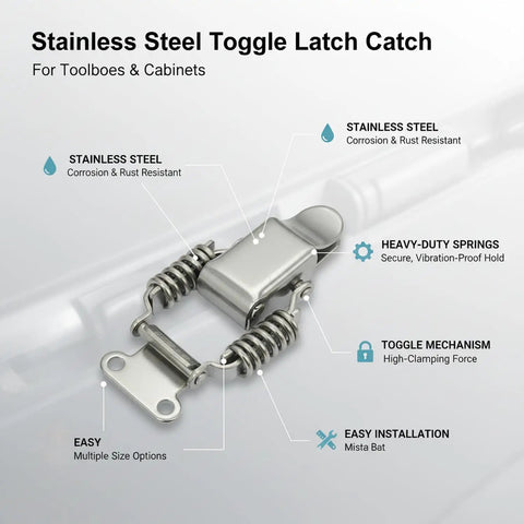 Heavy Duty 304 Stainless Steel Toggle Latch With Double Spring Draw Catch For Toolboxes And Cabinets Built Tough For Vibration Resistance And Secure Lids Easy Install Rust Proof Metal Hardware