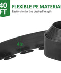 No Dig Landscape Edging Kit, 40 Ft Of 4 Inch Tall Flexible Plastic Border With 60 Metal Spikes For Lawn Or Garden, Easy Install