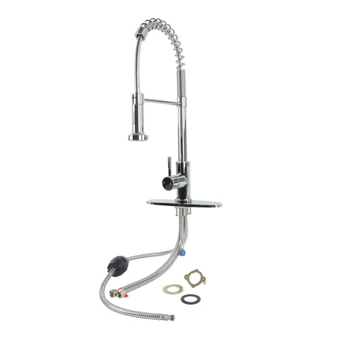 Pull Down Kitchen Faucet With Sprayer Chrome Finish 2 In 1 Stream And Spray Hi Arc Gooseneck Stainless Steel Sink Faucet With Optional Deck Plate Hole Cover