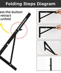 Folding steps diagram for Solid 16 Inch Folding Shelf Brackets 2 Pack Wall Mounted Space Saving Desk Supports Heavy Duty Steel.