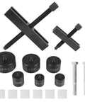 Hardcore Auto Gear And Pulley Puller Set With Shaft Protector includes two pullers and multiple sized sleeves for automotive use.