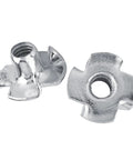M6 Four Prong Tee Nuts for Woodworking, Heavy Duty Zinc Plated Carbon Steel Captive Nuts