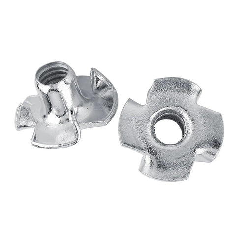 M8 Four Pronged Tee Nuts Zinc Plated Carbon Steel For Woodworking Projects Tough Fasteners