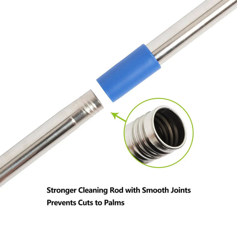 Heavy Duty 24 Inch Commercial Dust Mop With Long Swivel Handle For Wet And Dry Cleaning No Sweat Pro Grade Floor Sweeper cleaning rod with blue handle.