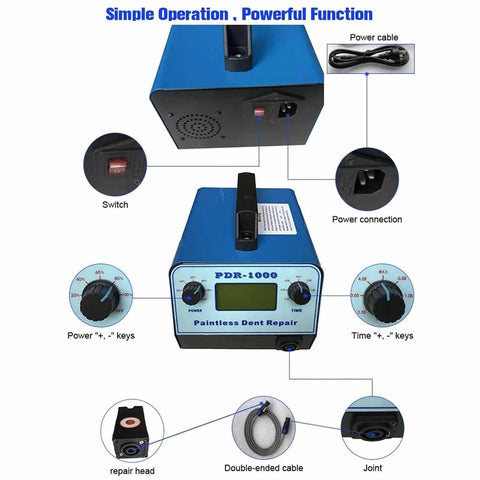 Detailed view of 1000W Car Dent Repair Machine With Induction Heating For Paintless Dent Removal, Auto Body Repair Tool components