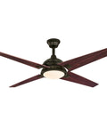 52 Inch Oil Rubbed Bronze Indoor Ceiling Fan With LED Light Kit And Opal Frosted Glass, Free Floating Blade Bracket, Four Reversible Mahogany Blades