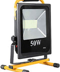 Spot Lighting 50W Led Rechargeable Construction Floodlight, 5000Lm Sup, compact design with adjustable handle and stand.