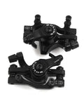 Heavy Duty Mechanical Disc Brake Two Piece Kit with black caliper pads suitable for mountain and road bikes, angled view.