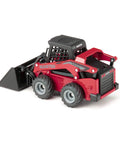 Manitou 3300V Skid Steer Loader Toy with Movable Bucket and Arm, rubber tread, red diecast 1:32 scale, rear view