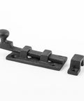 Solid As A Rock Heavy Duty Wrought Iron Slide Bolt Latch With Classic Ball Tip Handle Black rust-resistant finish for secure use.