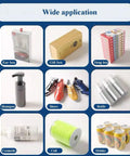 Wide application of Slick Heat Shrink Bags Heavy Duty PVC Wrap for various products like shoes, bottles, and cosmetics.