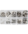 304 Stainless Steel E Clip Retaining Rings Kit 1.5 to 10 Mm Shaft Fasteners Circlip Assortment, 120 Pcs in plastic case