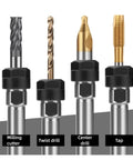Heavy Duty Er Collet Extension Rod For Milling Machine And Lathe Pro Grade Precision Threading, featuring milling, twist drill, center drill, and tap heads.