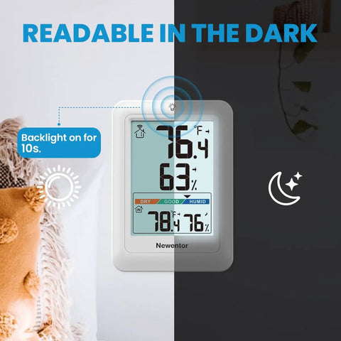 Indoor Outdoor Wireless Thermometer With Ultra Large Bold Display 24 Hour 48 Hour All Time High Low Readings Easy Setup For Nursery Home And Office Temperature Monitoring For The Fam backlit display at night