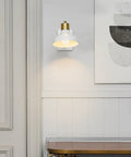 1 Light Plug In Or Hardwire Swing Arm Wall Sconce With White Finish Brass Accents White Cloth Cord Mounted Bedside Lamp For Bedroom