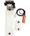2200W Hydraulic Power Unit With Double Acting Pump And 24V DC Motor 3.17 Gallon Tank for industrial use, featuring pump and control unit.