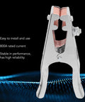 Heavy Duty 800A Earth Clamp For Welding Jobs With Copper Jaw Grip, Industrial Grade Ground Cable Connector, close-up view.