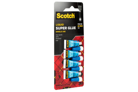 Liquid Super Glue 4 Pack Single Use Tubes 0.17 Oz Each fast drying cyanoacrylate adhesive packaging image