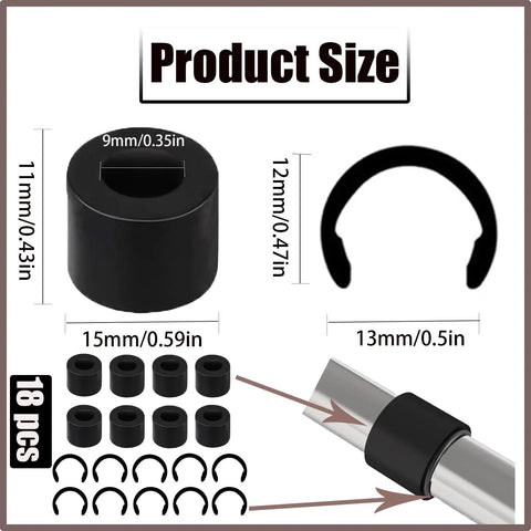 24 Pack Rubber Roller Replacement Sets For Cricut Maker And Maker 3 With Clip Rings, Roller Resolution, Pro Grade Repair Tools For Precise Feeding, Easy DIY Fix For Craft Machines. Black rubber roller size chart with clip ring and shaft fit