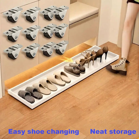Mini Fixed Caster Wheels Set 12 Pack 0.5 Inch Low Profile Rubber Casters With Steel Top Plate Non Swivel for Furniture shown.