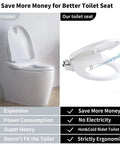 Dual Nozzle Manual Bidet Seat For Round Toilets, Non Electric, shown on white toilet with comparison chart