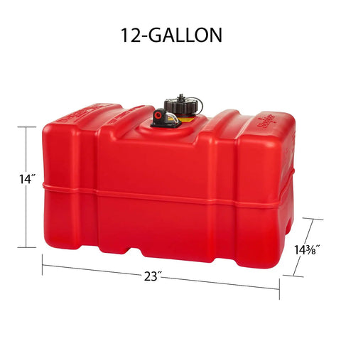 Portable 12 Gallon Marine Gas Can With Built In Fuel Gauge And Pick Up Cap 2 Way Vented Cap Easy To Carry Handles EPA And CARB Compliant