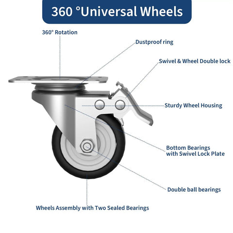 360° universal wheels detail for Heavy Duty Garage Storage Cabinet On Wheels Rolling Tool Cabinet With Adjustable Shelf And Lockable Doors Rust Resistant For Home Workshop And Home Office Organization Built Tough Steel Construction Ideal For Garage Shop.